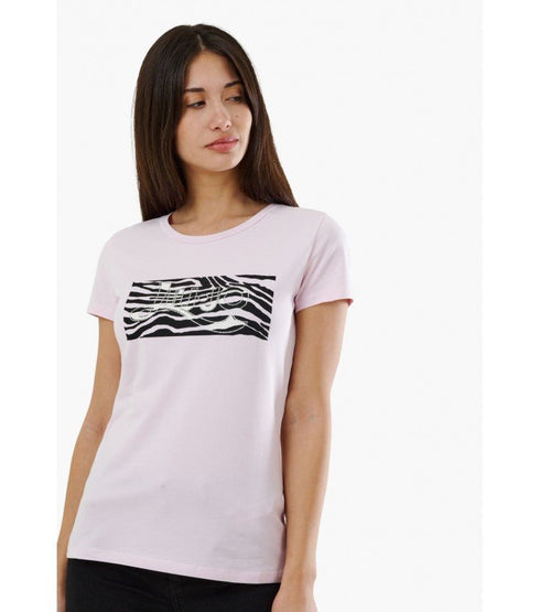 T-shirt Donna con stampa zebrata Nero rosa LIU.JO- Francavilla Moda